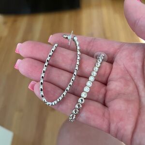Touchstone Crystal Silver Beaded Hoop Earrings